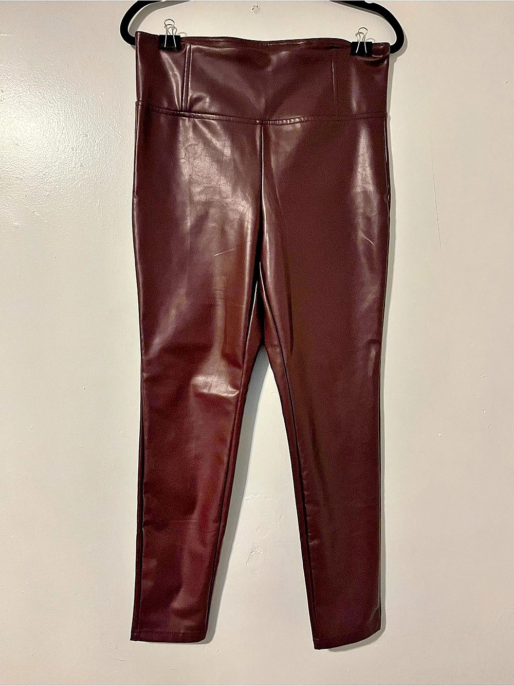 Badgley Mischka Studio Faux Leather Leggings Brown Size Medium Like New